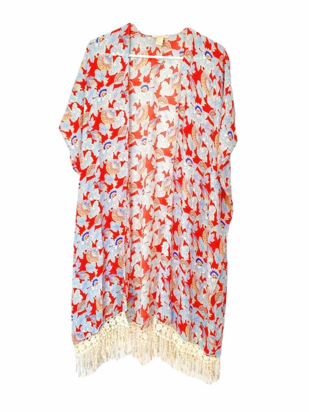 Open-Front Floral Print Kimono